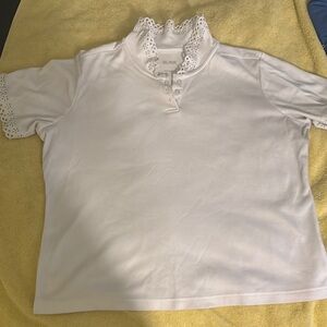 Blair White Lace Trim Polo Shirt